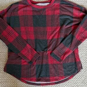Maurice’s Red and Black Plaid Long Sleeve Shirt. Med